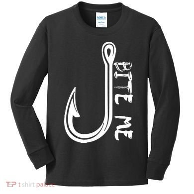Bite Me Fishing Hook Kids Long Sleeve Shirt