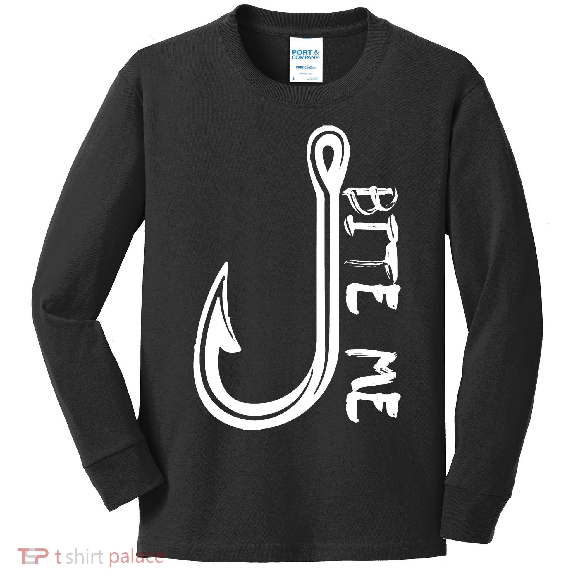 Bite Me Fishing Hook Kids Long Sleeve Shirt
