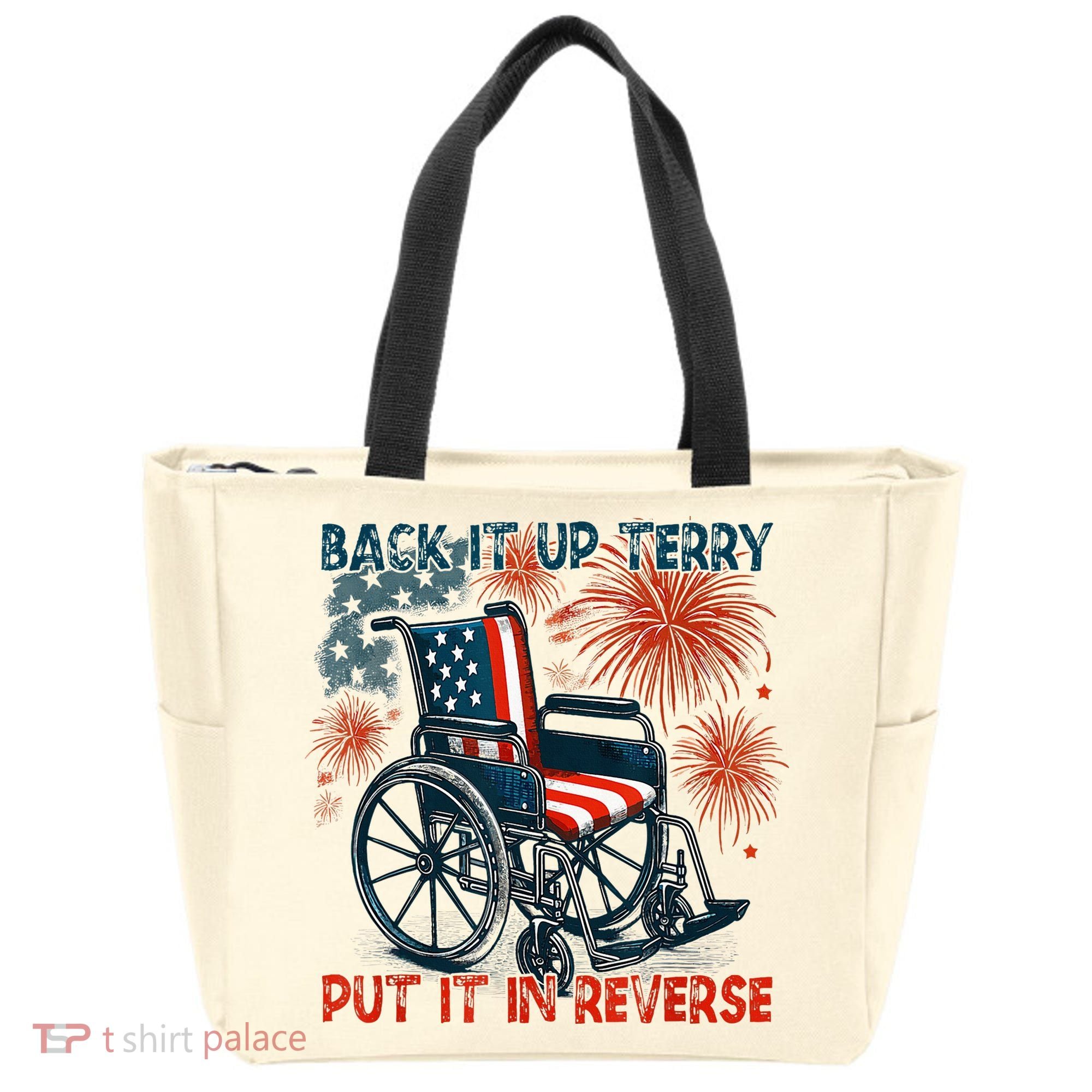 Back It Up Terry Put It In Reverse Fireworks Fun 4th Of July Tote Bag