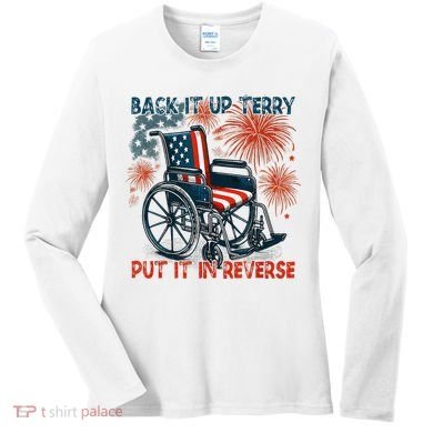 Back It Up Terry Put It In Reverse Fireworks Fun 4th Of July Women's Long Sleeve Shirt