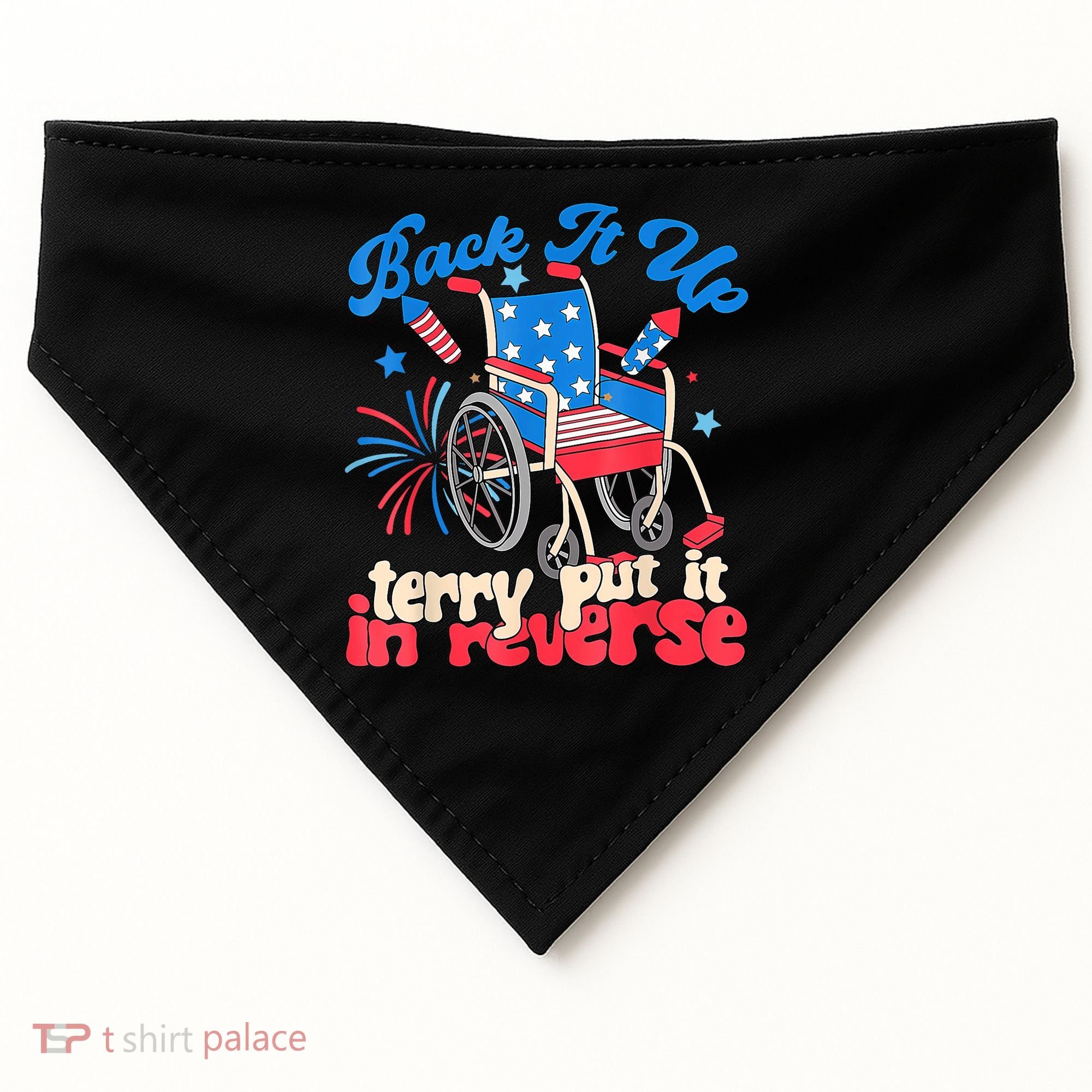Back It Up Terry Put It In Reverse Firework 4th Of July USA-Made Doggie Bandana