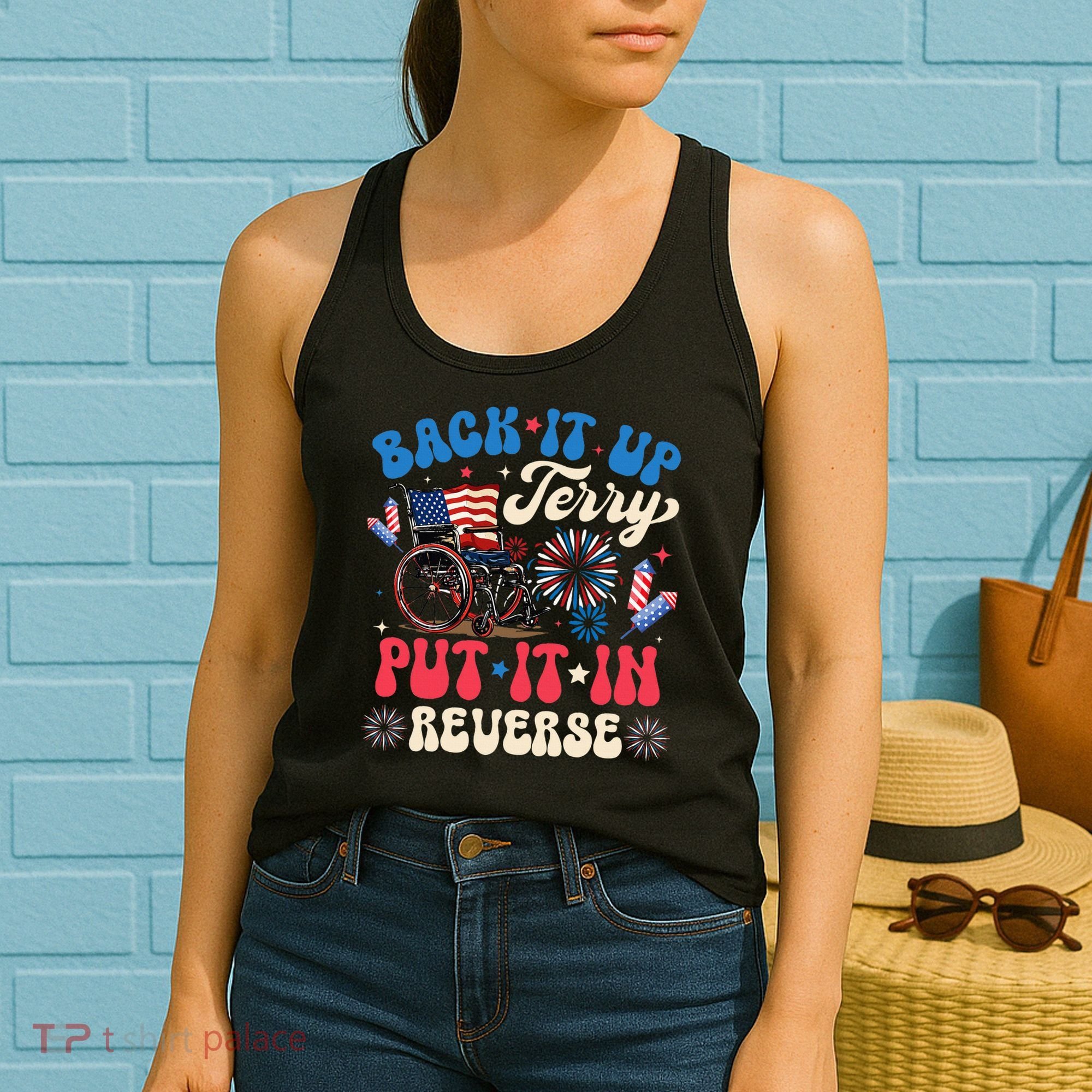 Back It Up Terry Put It In Reverse Firework 4th Of July Women's Tank Top