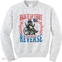 Back It Up Terry Put It In Reverse Funny Racoon 4th Of July Kids Sweatshirt thumb 0