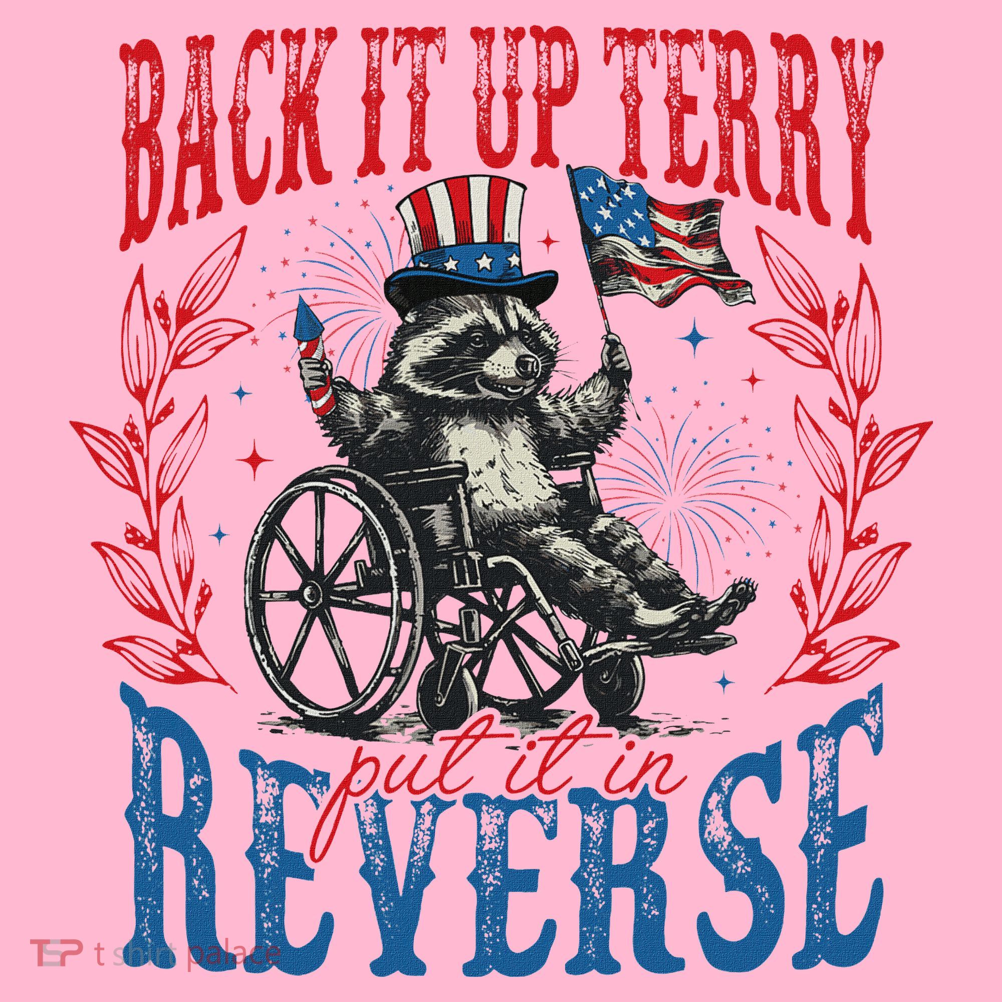 Back It Up Terry Put It In Reverse Funny Racoon 4th Of July Coaster