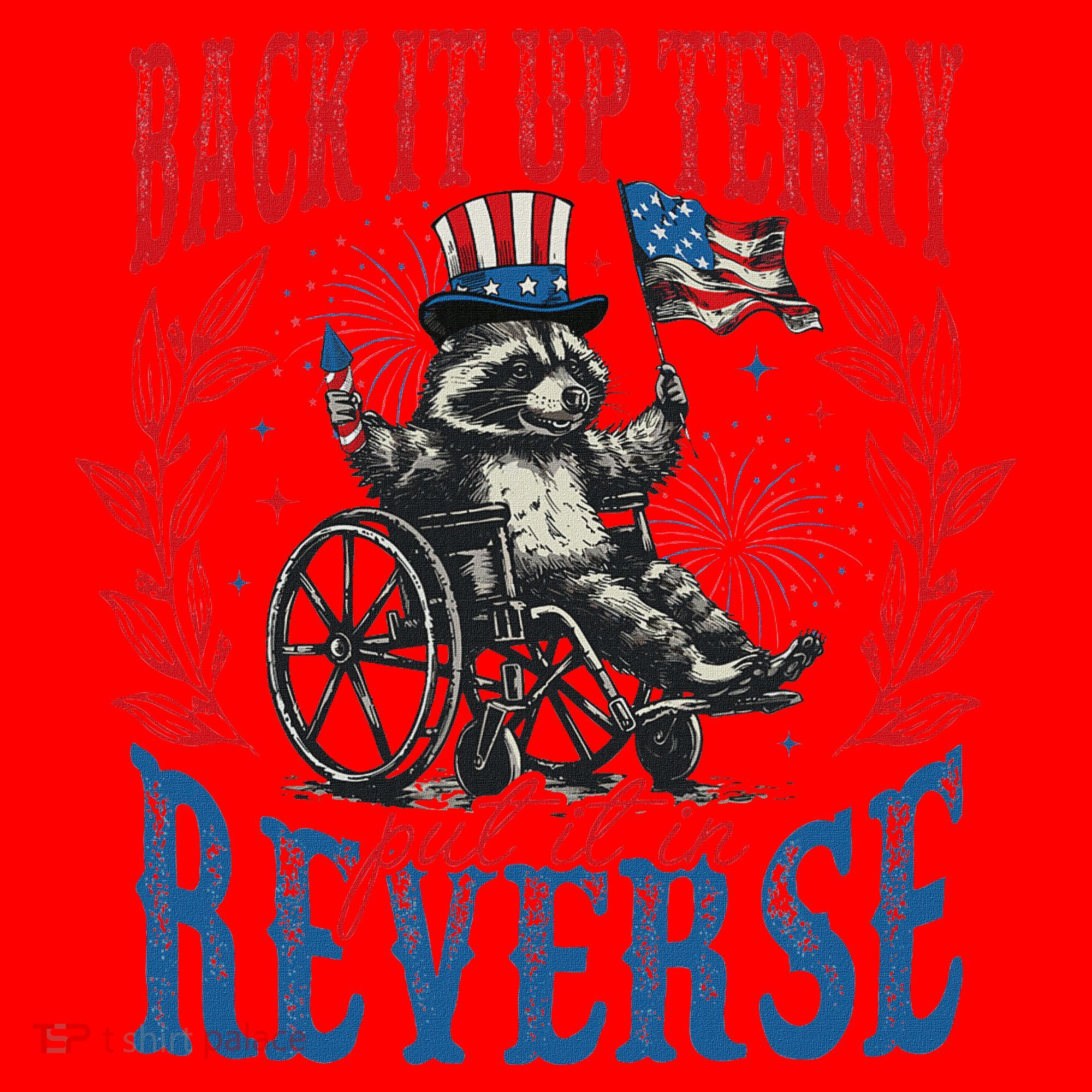 Back It Up Terry Put It In Reverse Funny Racoon 4th Of July Santa Hat