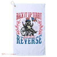 Back It Up Terry Put It In Reverse Funny Racoon 4th Of July Golf Towel thumb 0