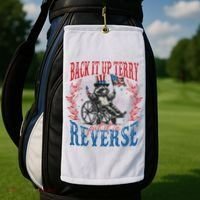Back It Up Terry Put It In Reverse Funny Racoon 4th Of July Golf Towel thumb 2