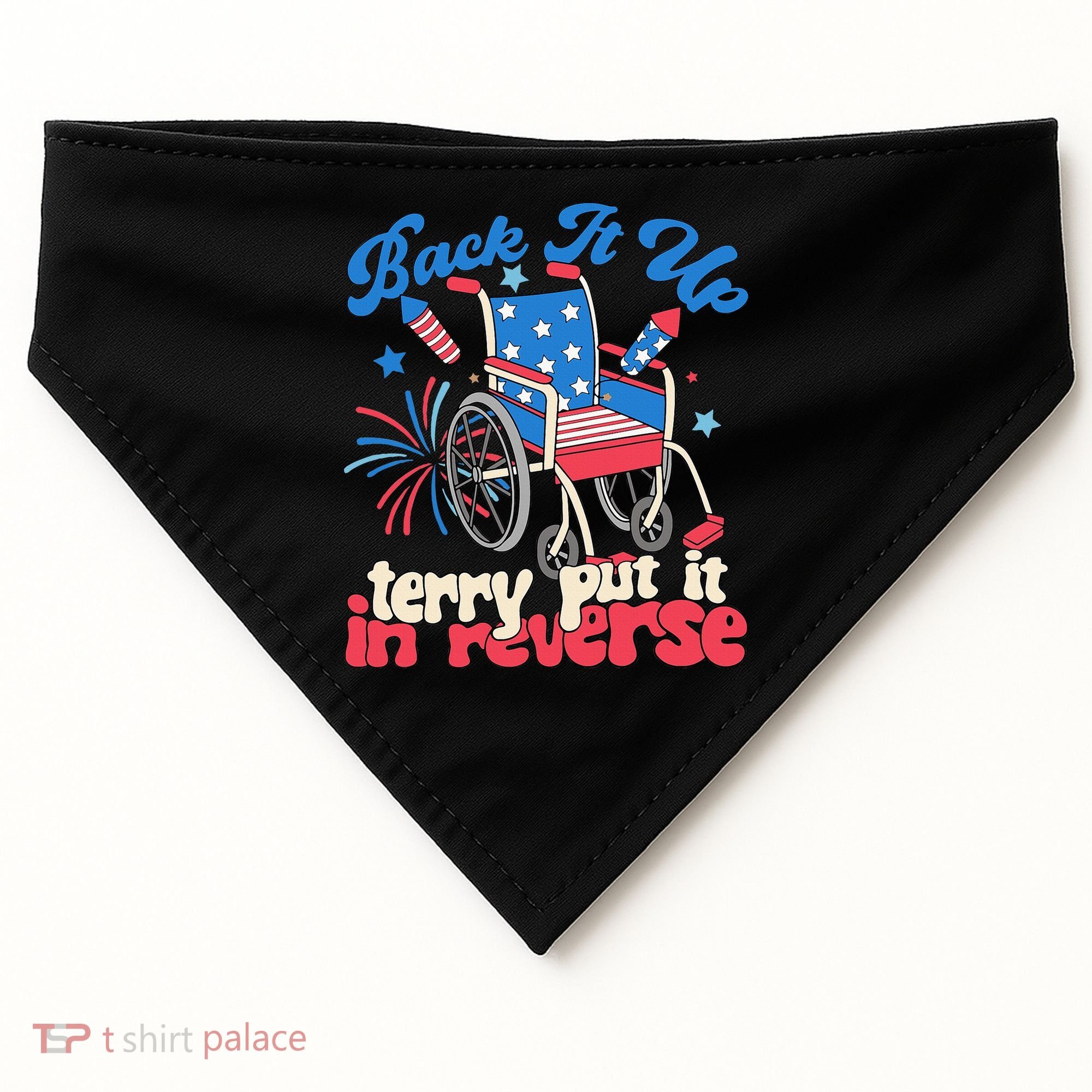 Back It Up Terry Put It In Reverse Firework 4th Of July USA-Made Doggie Bandana