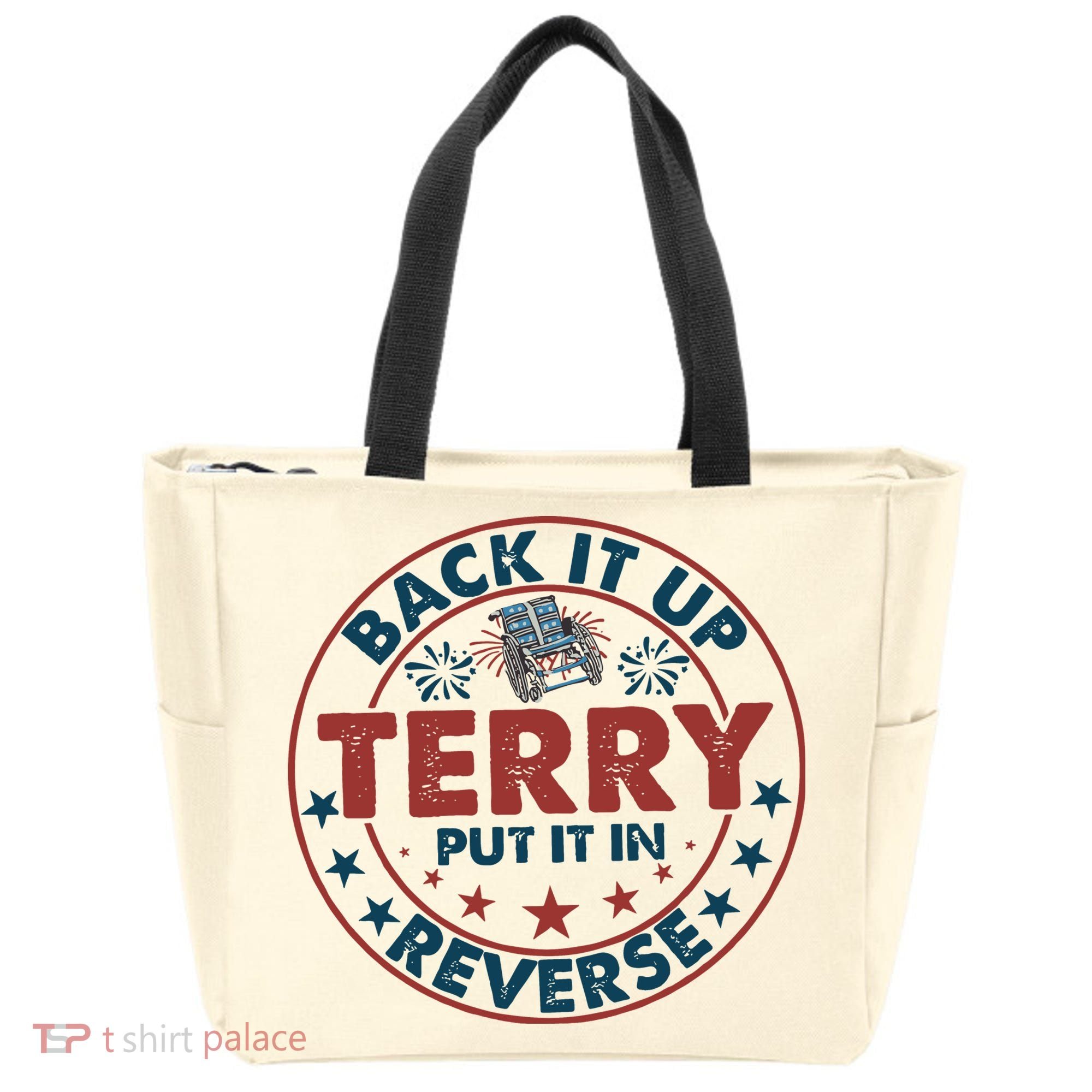 Back It Up Terry Put In Reverse Fireworks 4th Of July Tote Bag