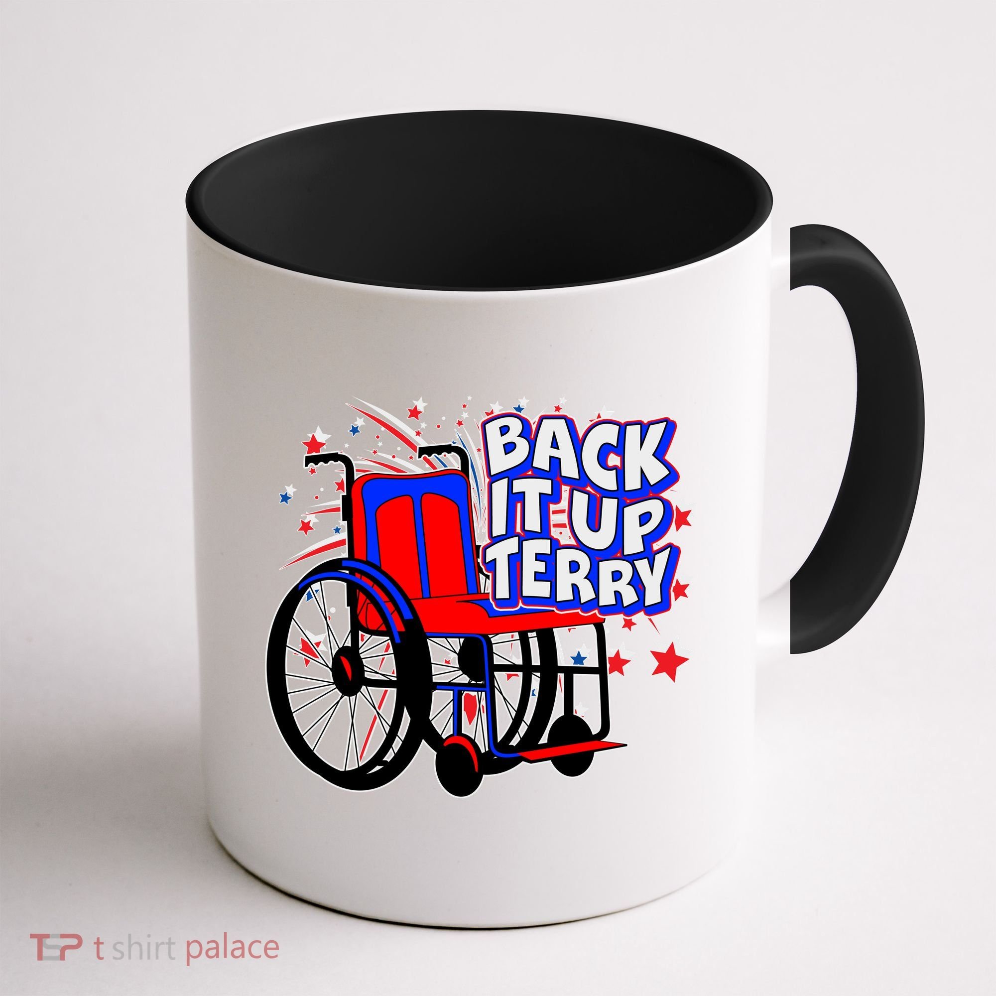 Back It Up Terry Fireworks Wheelchair Coffee Mug