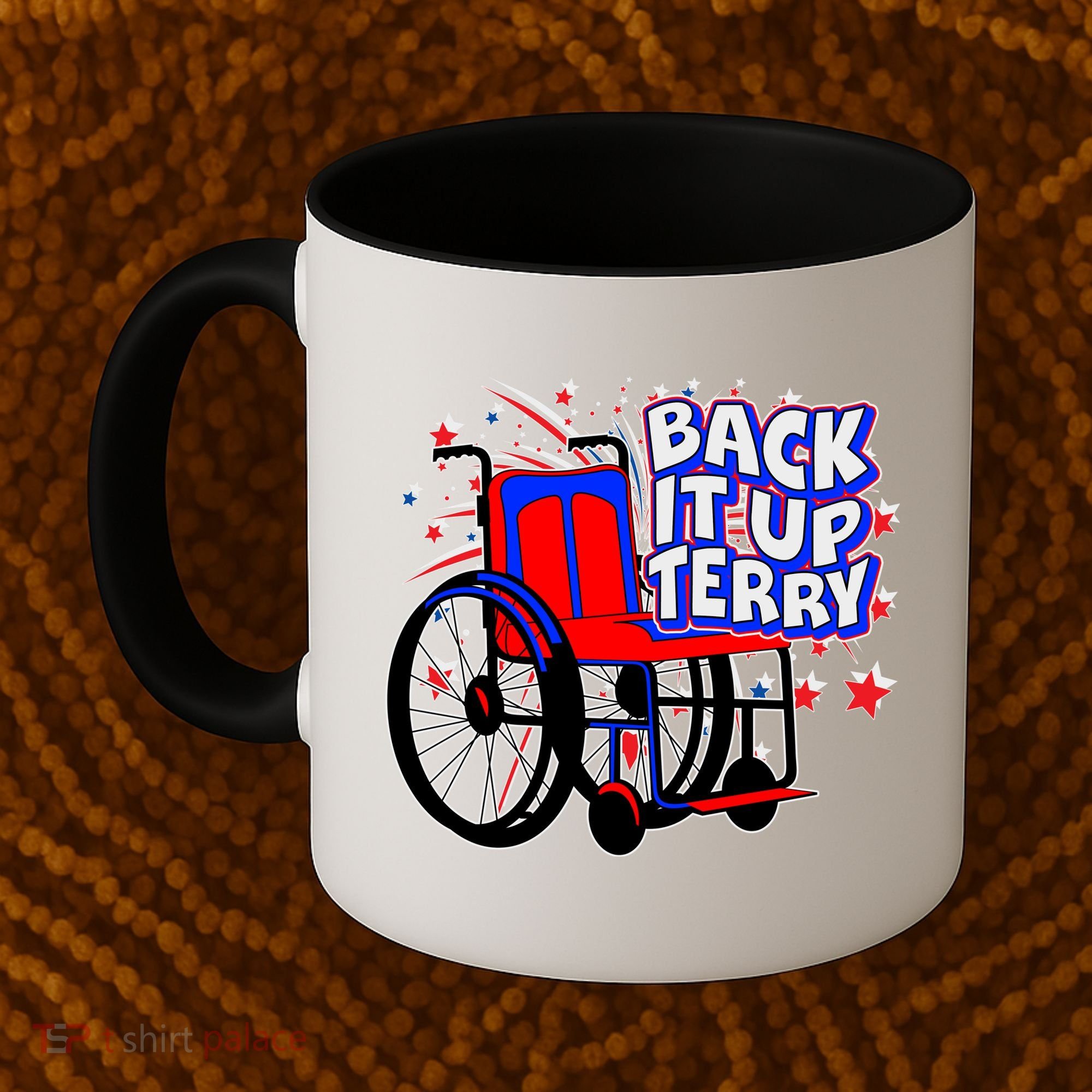 Back It Up Terry Fireworks Wheelchair Coffee Mug
