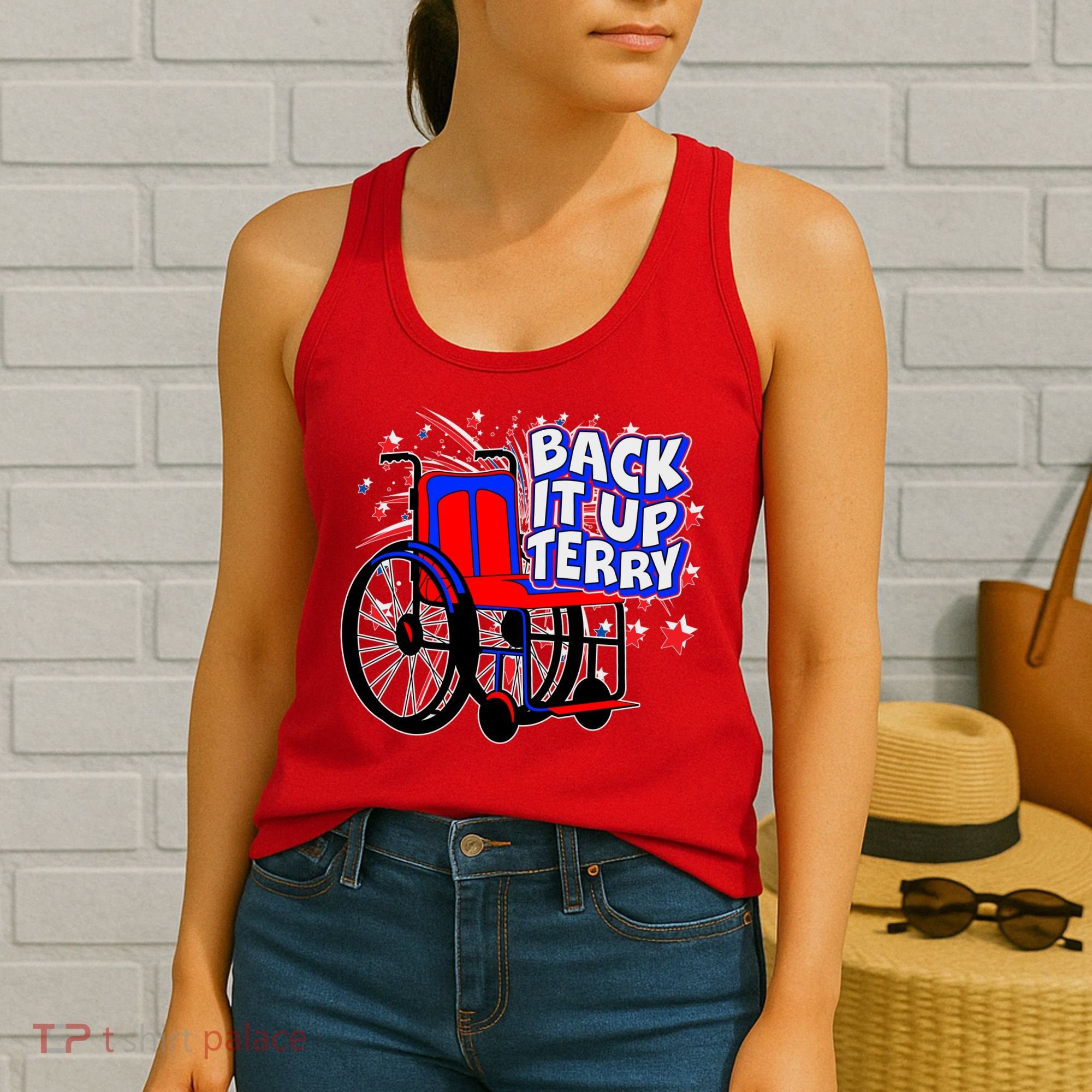 Back It Up Terry Fireworks Wheelchair Women's Tank Top