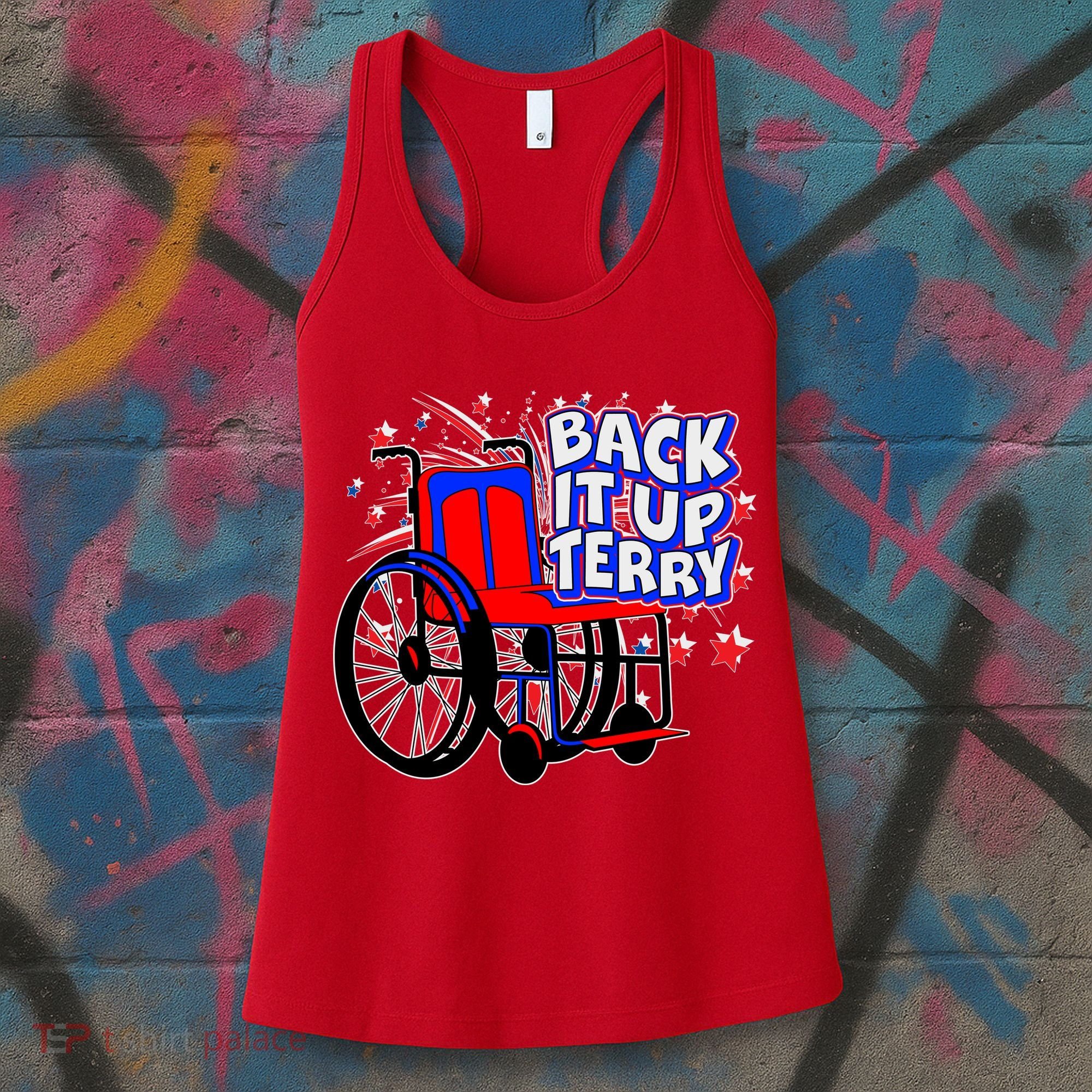 Back It Up Terry Fireworks Wheelchair Women's Tank Top