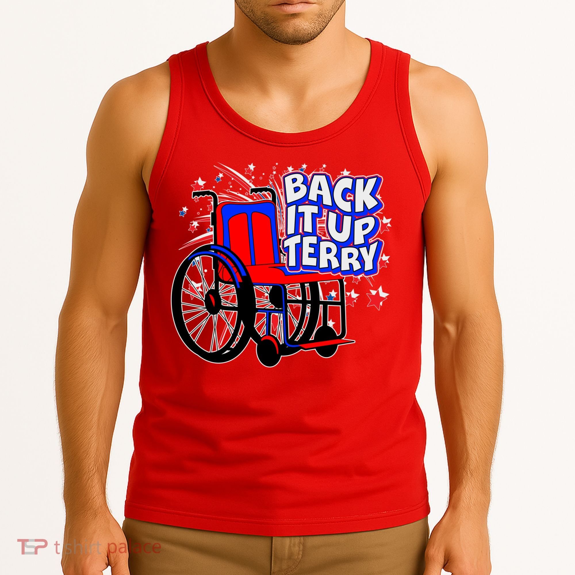 Back It Up Terry Fireworks Wheelchair Tank Top