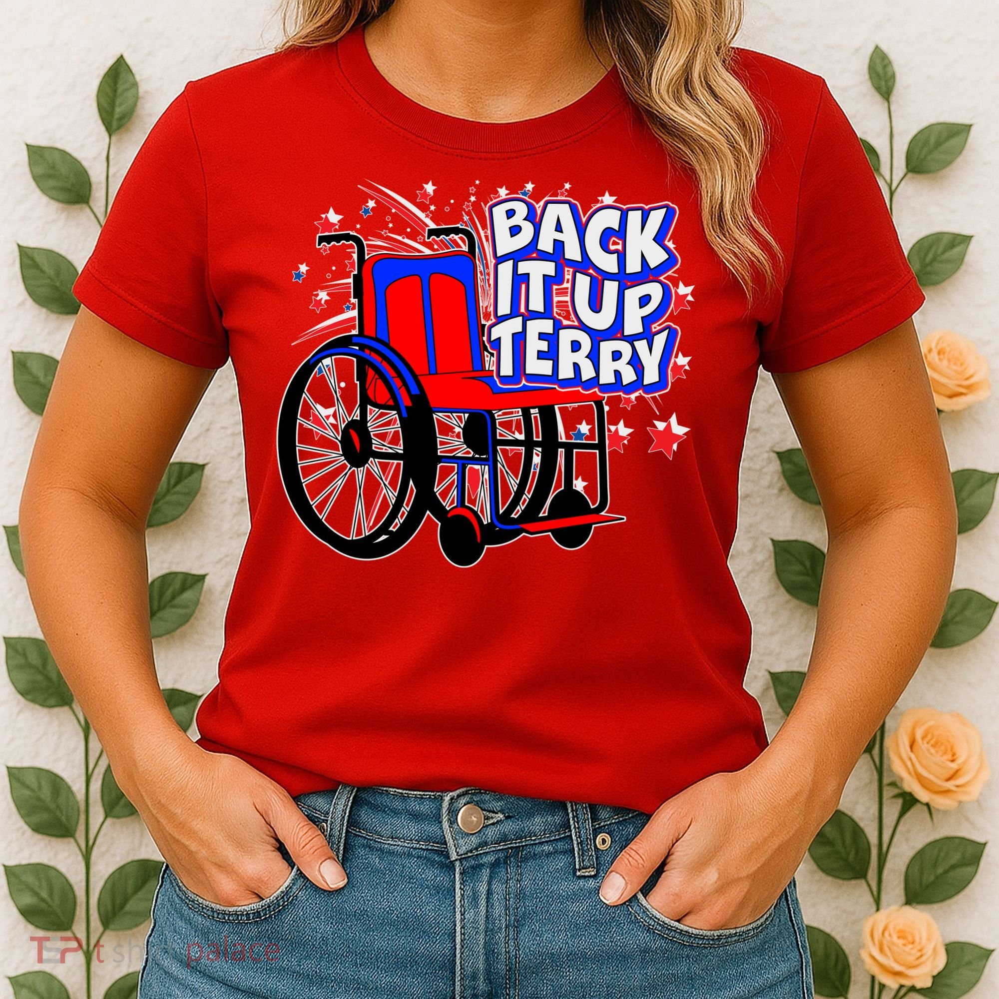 Back It Up Terry Fireworks Wheelchair Women's T-Shirt
