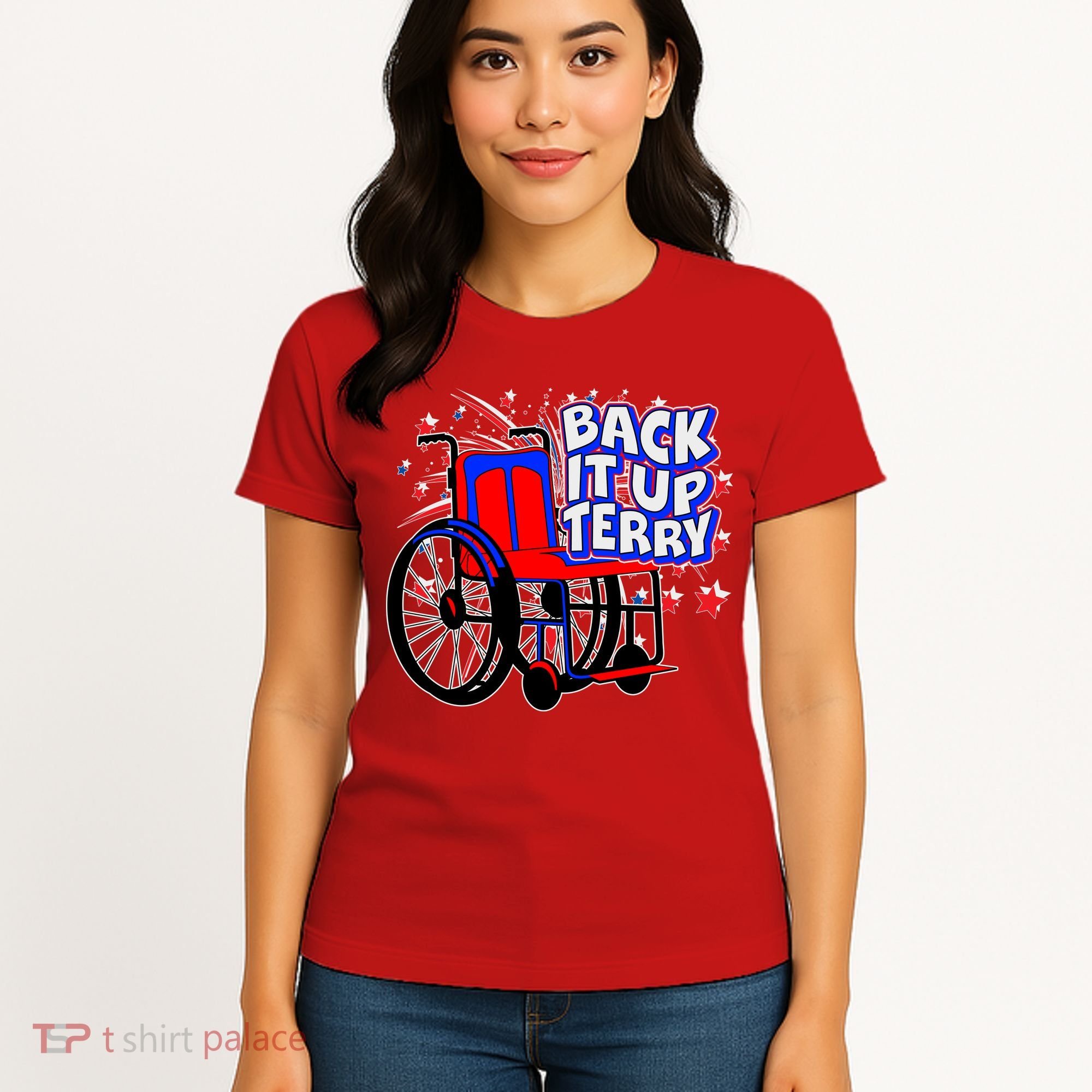 Back It Up Terry Fireworks Wheelchair Women's T-Shirt