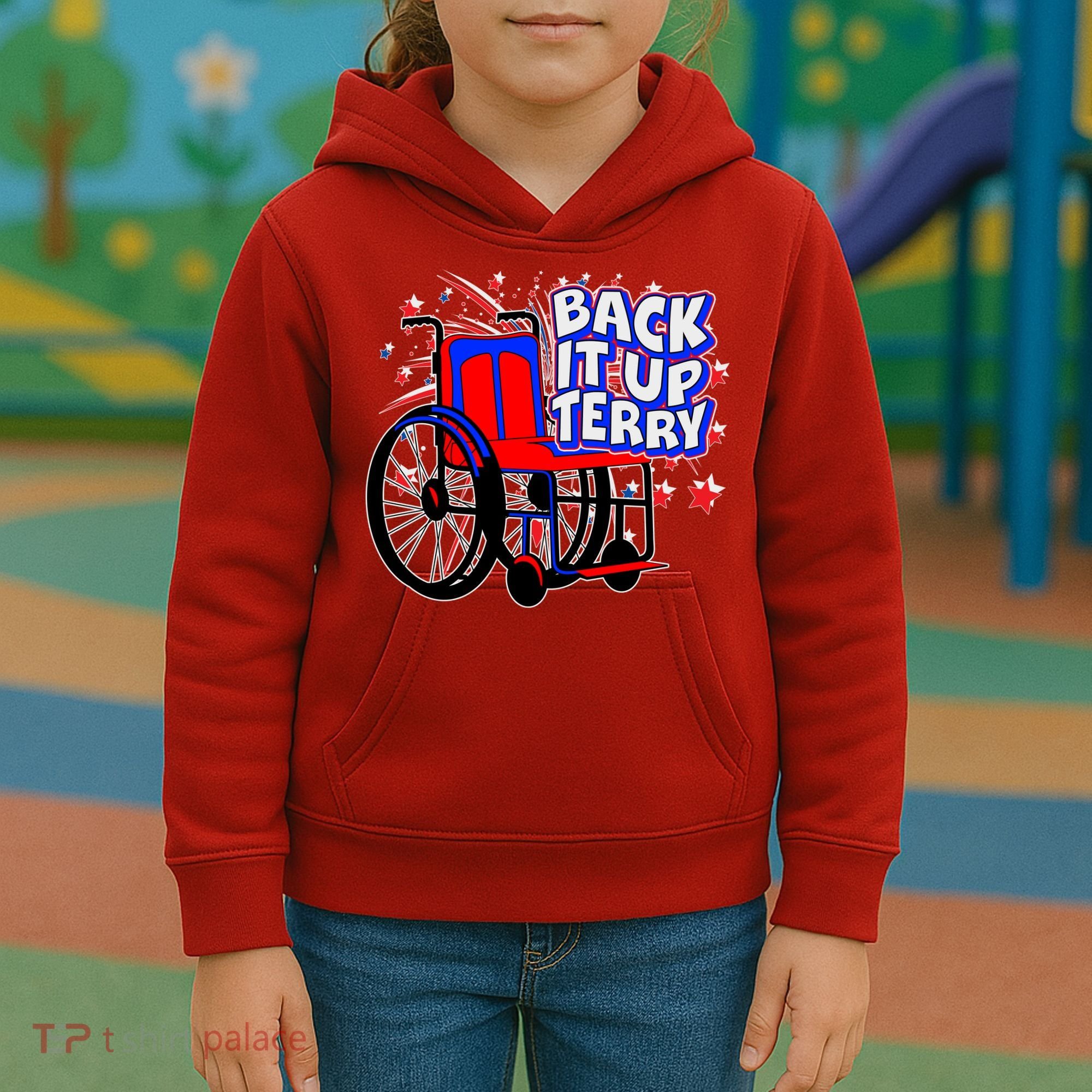 Back It Up Terry Fireworks Wheelchair Kids Hoodie