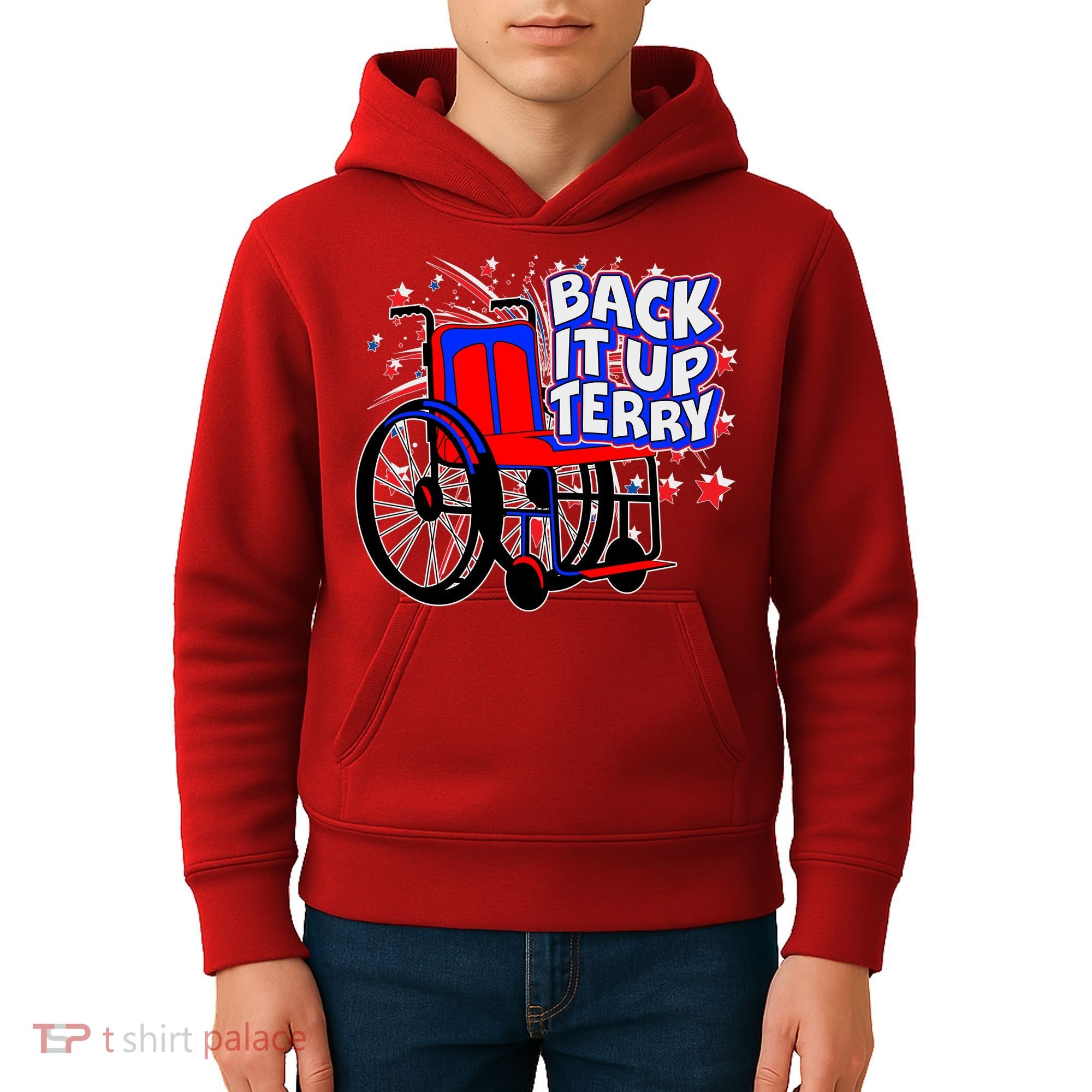 Back It Up Terry Fireworks Wheelchair Kids Hoodie