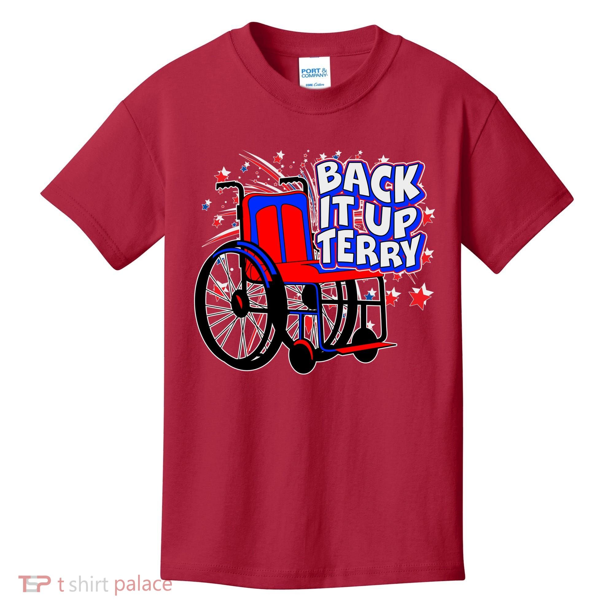 Back It Up Terry Fireworks Wheelchair Kids T-Shirt