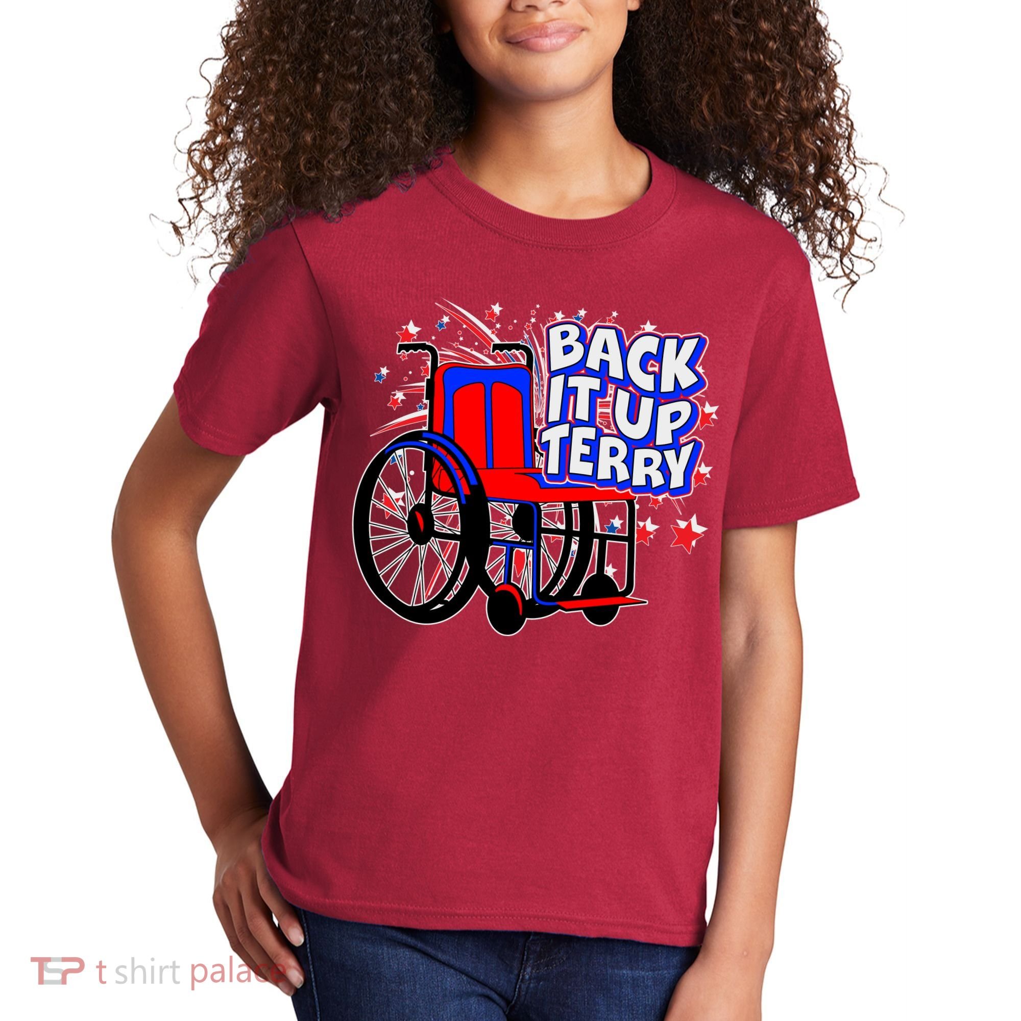 Back It Up Terry Fireworks Wheelchair Kids T-Shirt