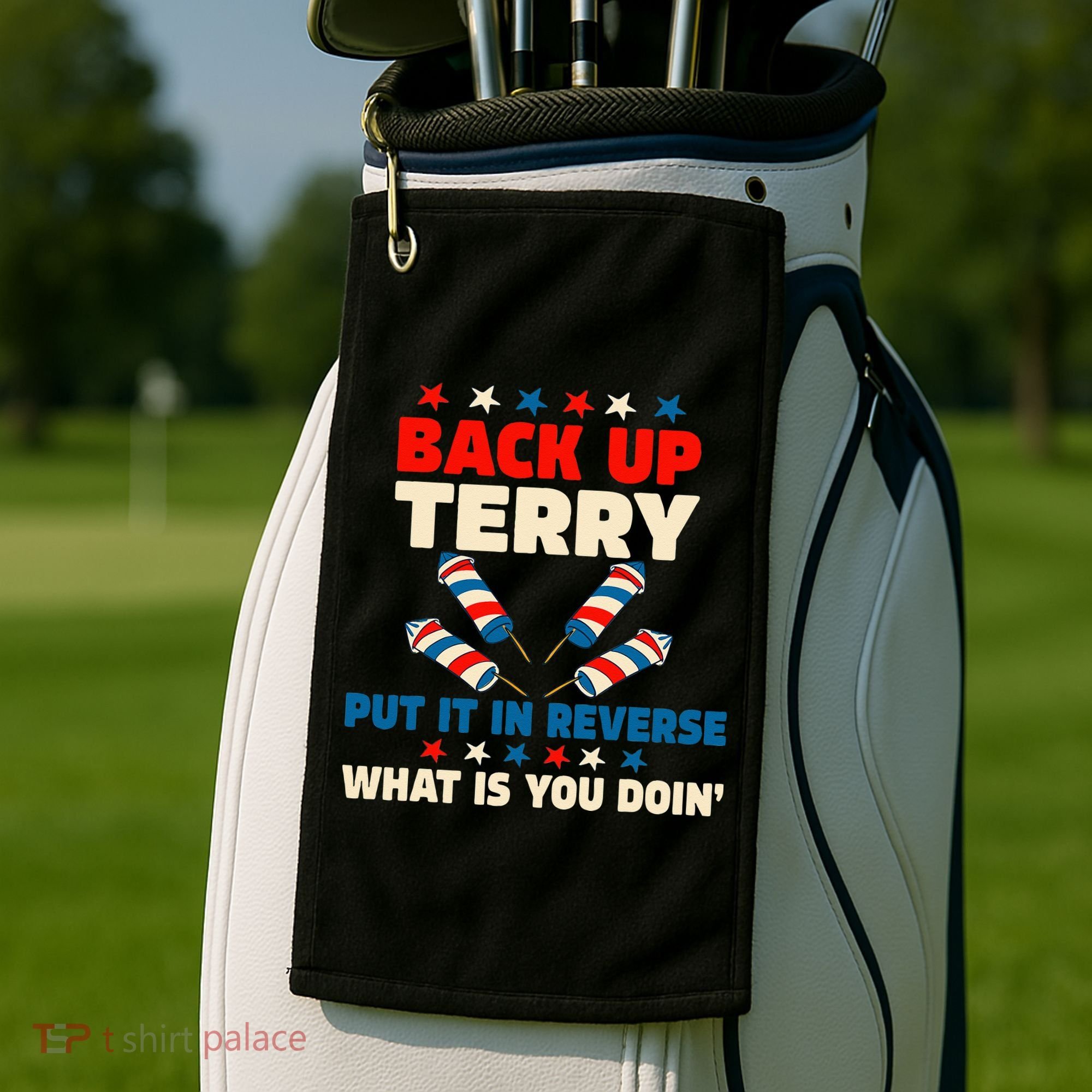 Back It Up Terry Put It In Reverse July 4th Fireworks Terry Golf Towel