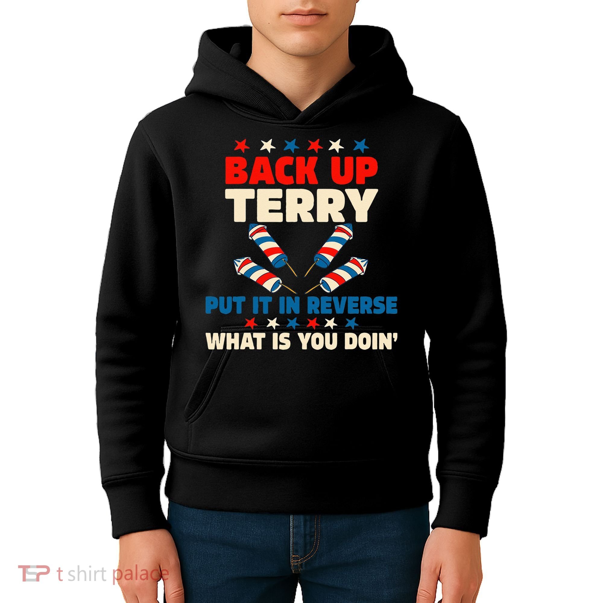 Back It Up Terry Put It In Reverse July 4th Fireworks Terry Kids Hoodie
