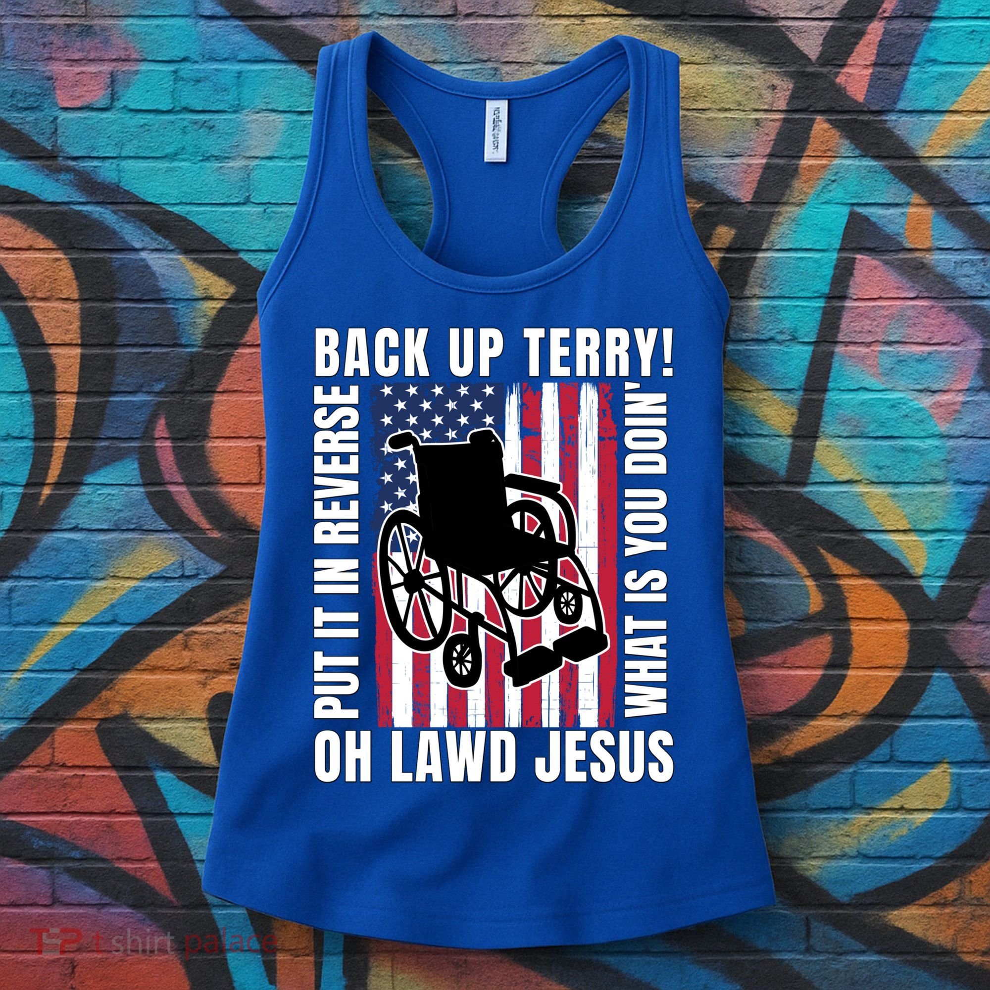 Back It Up Terry 4th Of July Meme Put It In Reverse Usa Flag Gift Women's Tank Top