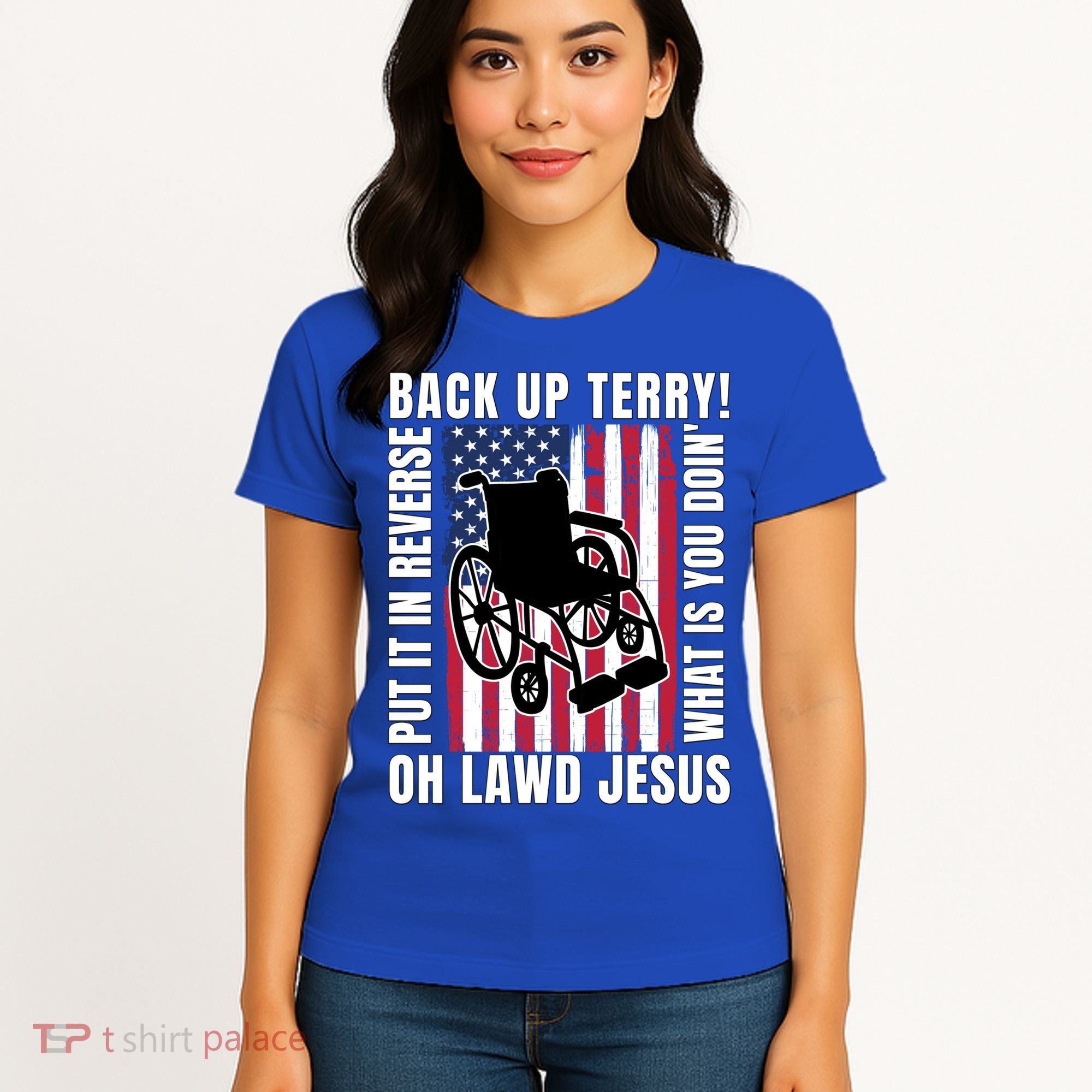 Back It Up Terry 4th Of July Meme Put It In Reverse Usa Flag Gift Women's T-Shirt