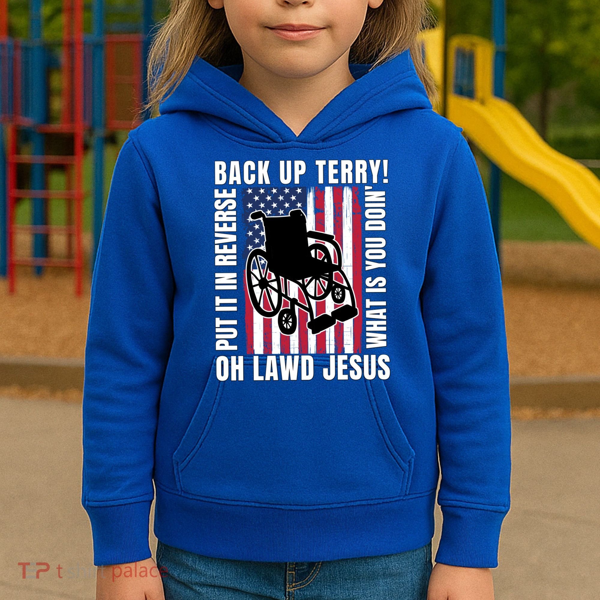 Back It Up Terry 4th Of July Meme Put It In Reverse Usa Flag Gift Kids Hoodie