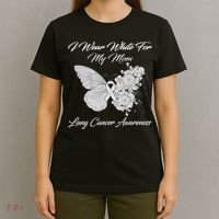 Butterfly I Wear White For My Mom Lung Cancer Awareness T-Shirt thumb 4