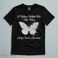 Butterfly I Wear White For My Mom Lung Cancer Awareness T-Shirt thumb 5