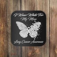 Butterfly I Wear White For My Mom Lung Cancer Awareness Coaster thumb 0
