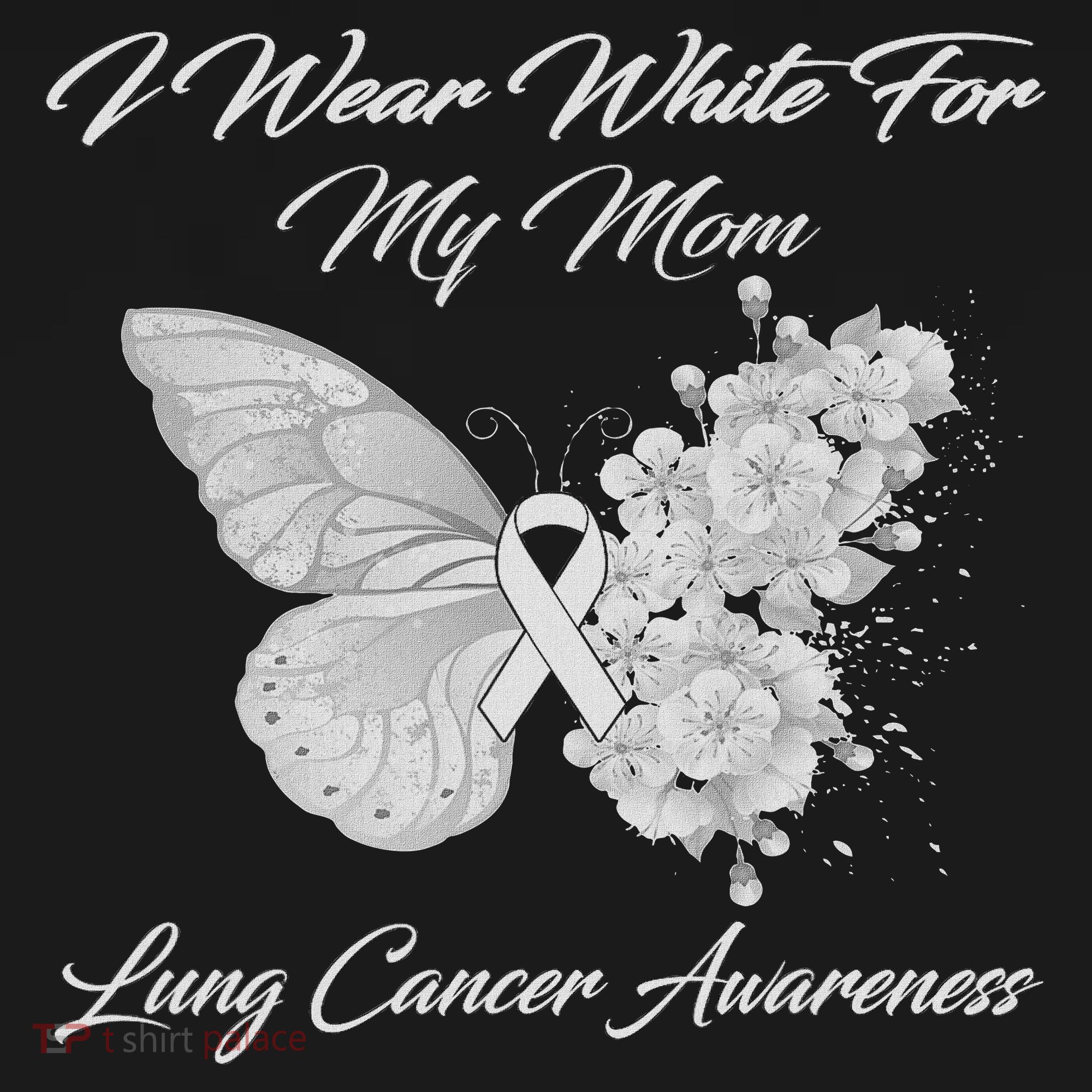 Butterfly I Wear White For My Mom Lung Cancer Awareness Women's Hoodie