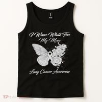 Butterfly I Wear White For My Mom Lung Cancer Awareness Tank Top thumb 2