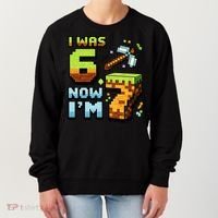 Birthday I Was 6 Now I'm 7 Year Old Pixel Gamer 6-7 Meme Women's Sweatshirt thumb 0