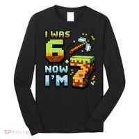 Birthday I Was 6 Now I'm 7 Year Old Pixel Gamer 6-7 Meme Long Sleeve Shirt thumb 0