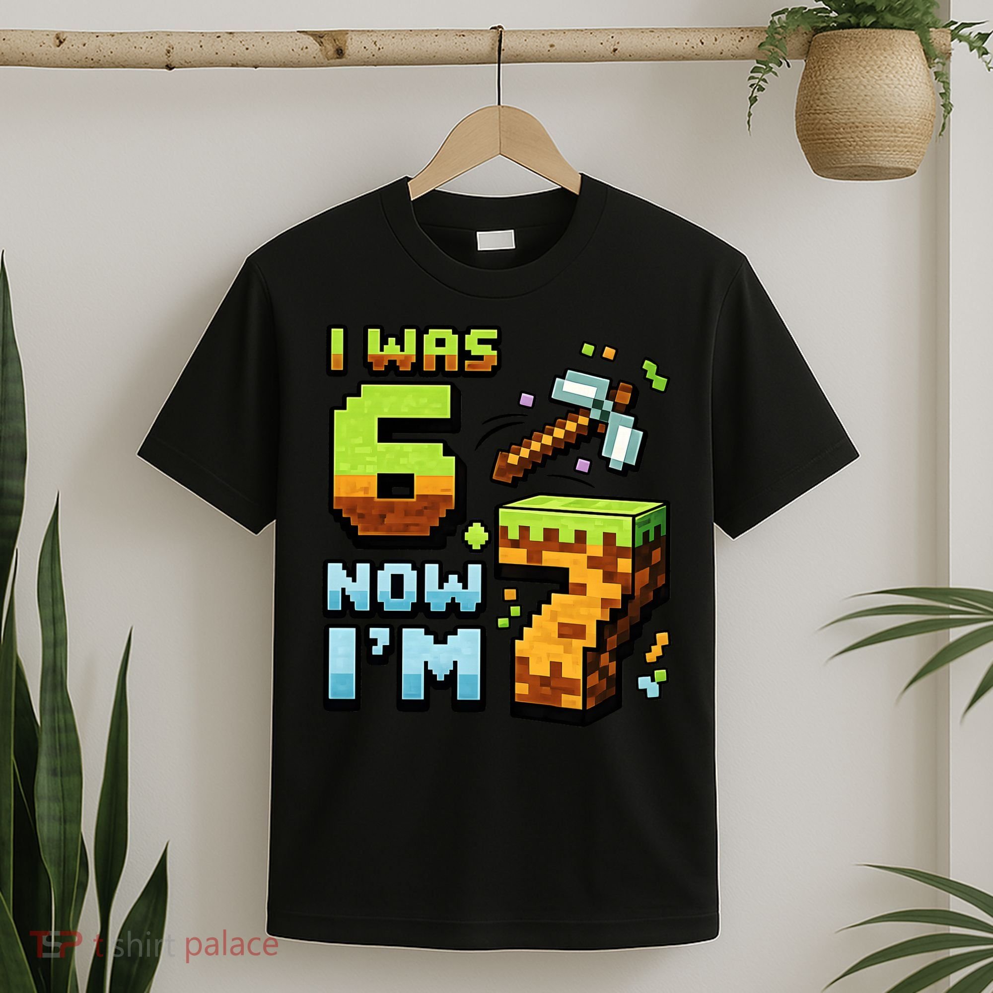 Birthday I Was 6 Now I'm 7 Year Old Pixel Gamer 6-7 Meme T-Shirt