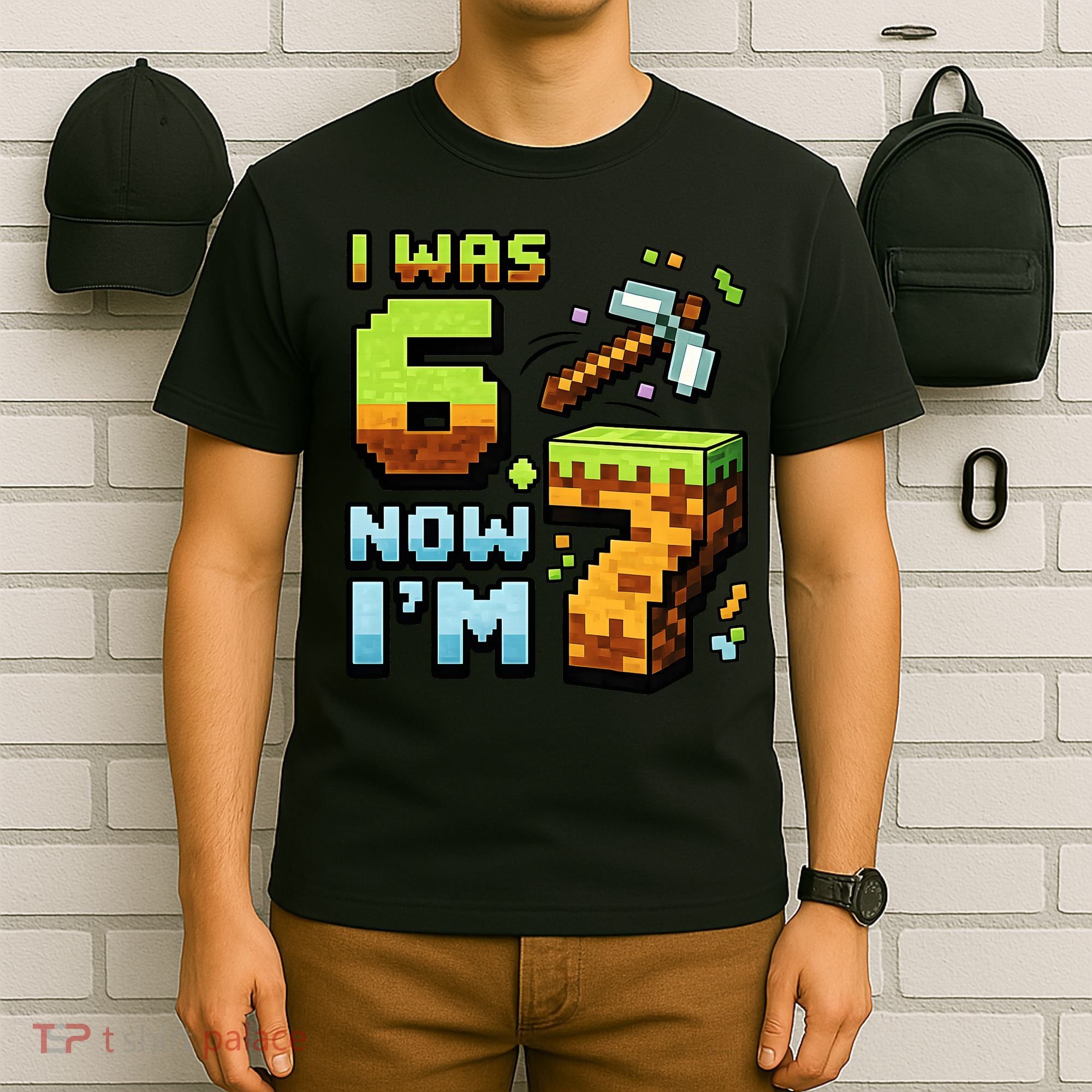 Birthday I Was 6 Now I'm 7 Year Old Pixel Gamer 6-7 Meme T-Shirt