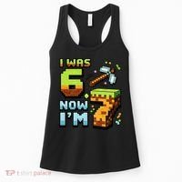 Birthday I Was 6 Now I'm 7 Year Old Pixel Gamer 6-7 Meme Women's Tank Top thumb 0