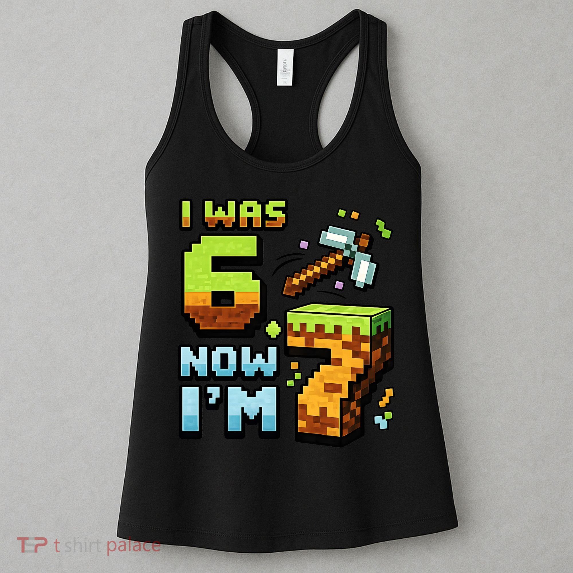 Birthday I Was 6 Now I'm 7 Year Old Pixel Gamer 6-7 Meme Women's Tank Top