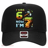 Birthday I Was 6 Now I'm 7 Year Old Pixel Gamer 6-7 Meme Hat thumb 0