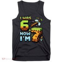 Birthday I Was 6 Now I'm 7 Year Old Pixel Gamer 6-7 Meme Tank Top thumb 0
