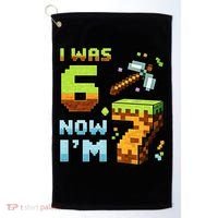Birthday I Was 6 Now I'm 7 Year Old Pixel Gamer 6-7 Meme Golf Towel thumb 0