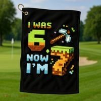 Birthday I Was 6 Now I'm 7 Year Old Pixel Gamer 6-7 Meme Golf Towel thumb 1