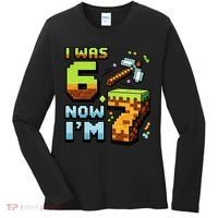 Birthday I Was 6 Now I'm 7 Year Old Pixel Gamer 6-7 Meme Women's Long Sleeve Shirt thumb 0