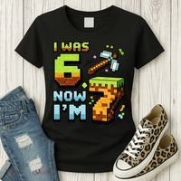Birthday I Was 6 Now I'm 7 Year Old Pixel Gamer 6-7 Meme Women's T-Shirt thumb 3