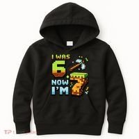 Birthday I Was 6 Now I'm 7 Year Old Pixel Gamer 6-7 Meme Kids Hoodie thumb 0