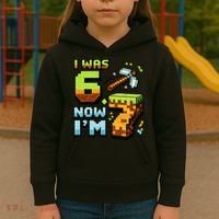 Birthday I Was 6 Now I'm 7 Year Old Pixel Gamer 6-7 Meme Kids Hoodie thumb 3