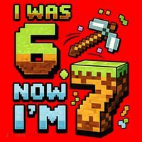 Birthday I Was 6 Now I'm 7 Year Old Pixel Gamer 6-7 Meme Santa Hat thumb 1