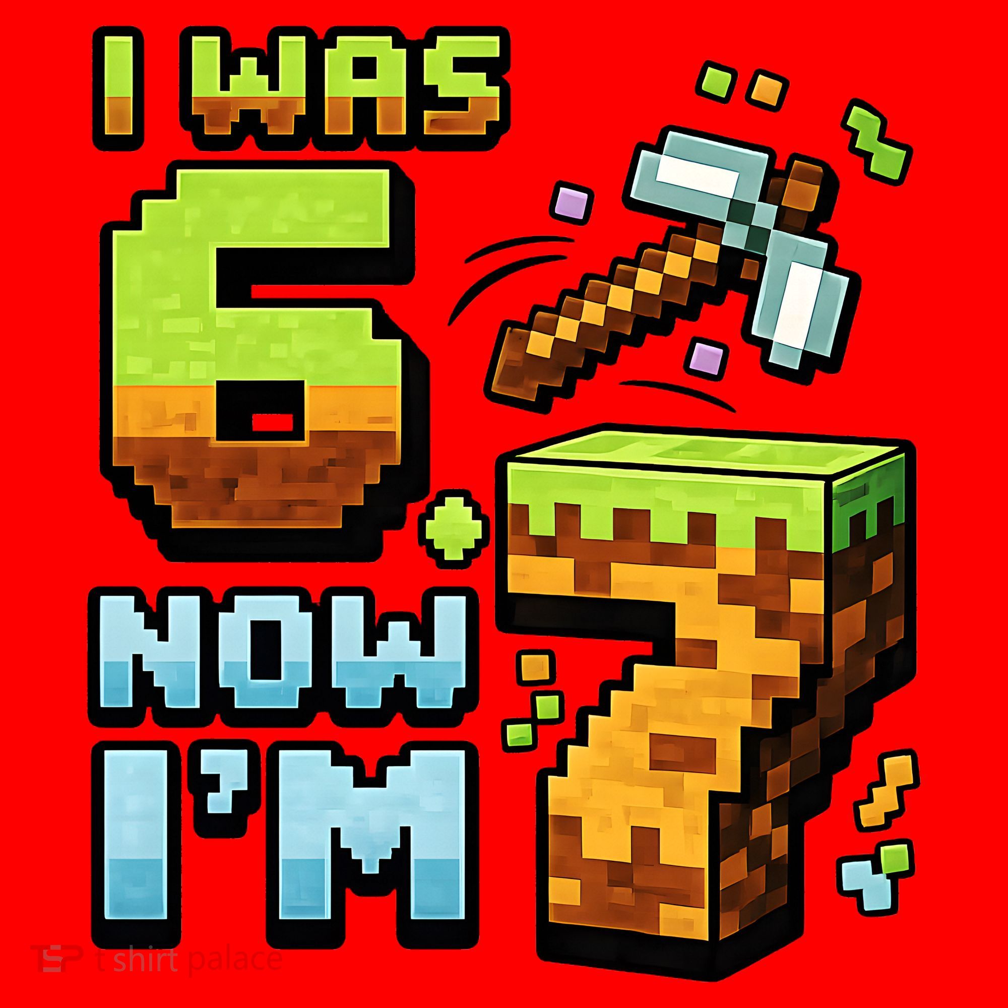 Birthday I Was 6 Now I'm 7 Year Old Pixel Gamer 6-7 Meme Santa Hat